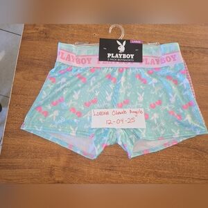 Playboy Aqua Boyshorts with Cherry Print